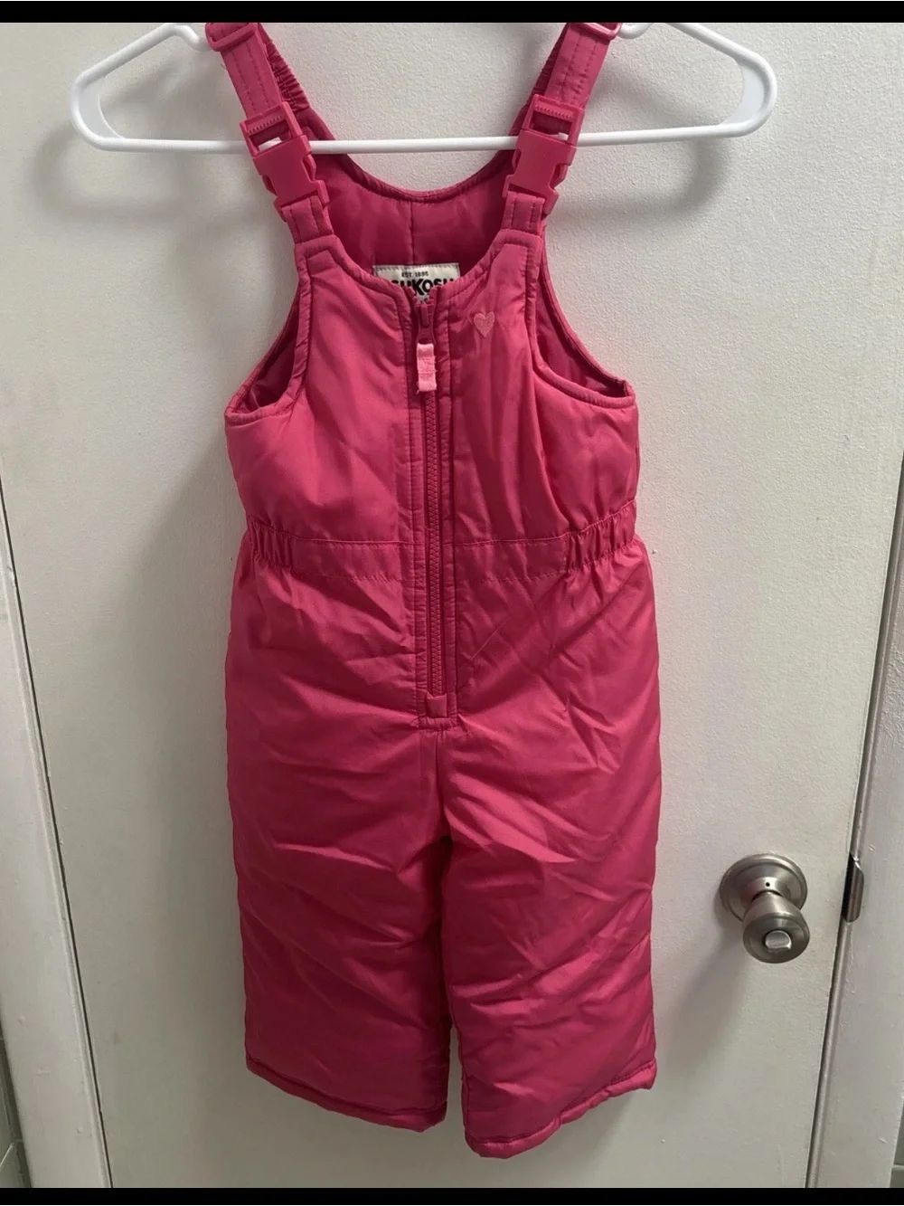 OSHKOSH BGOSH girls pink with heart  SNOW SKI BIB PANTS OVERALLS size 2T